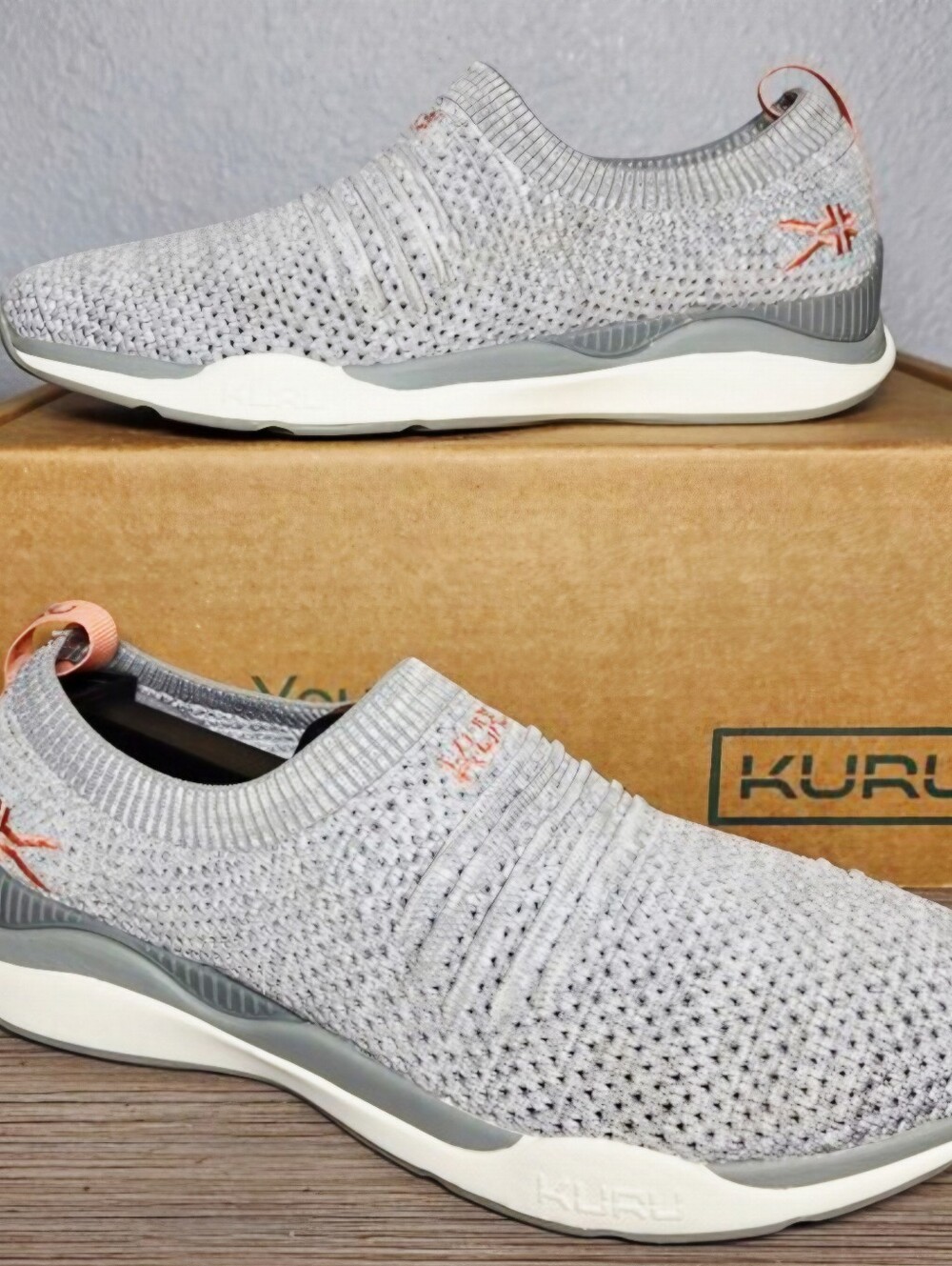 KURU Women’s Slip‑On Knit Sneakers 7 Gray Lightweight Comfort Walking NEW!!